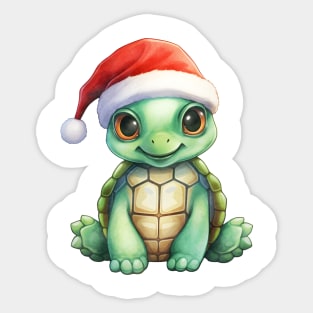 Green Sea Turtle in Santa Hat Sticker